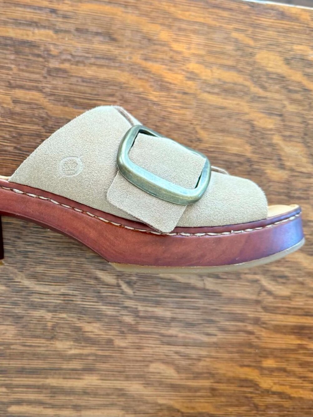 BORN Suede Leather Wedge Open-Toe Mule/Slides - Picture 10 of 16